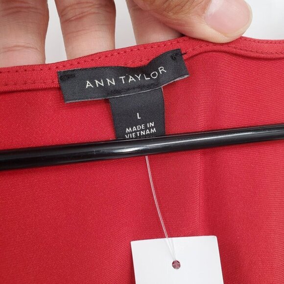 Ann Taylor Shimmer Mixed Media Tank Top Women Size Large Scoop Neck Shell - Picture 5 of 11